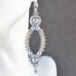 Light Blue Pearl and Silver Oval Hoop Earrings made with Swarovski Pearls - Chic Brico