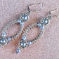 Light Blue Pearl and Silver Oval Hoop Earrings made with Swarovski Pearls - Chic Brico