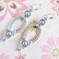 Light Blue Pearl and Silver Oval Hoop Earrings made with Swarovski Pearls - Chic Brico