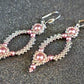 Powder Pink and Silver Oval Hoop Earrings made with Swarovski Pearls - Chic Brico