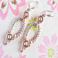 Powder Almond and Silver Oval Hoop Earrings made with Swarovski Pearls - Chic Brico