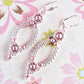 Powder Pink and Silver Oval Hoop Earrings made with Swarovski Pearls - Chic Brico