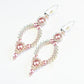 Powder Pink and Silver Oval Hoop Earrings made with Swarovski Pearls - Chic Brico