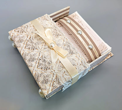 42-Pc Stationery Gift Box Set w/Reusable Desktop Organizer Box and Gold Pen - Vintage Letters & Ivory Lace) - Chic Brico