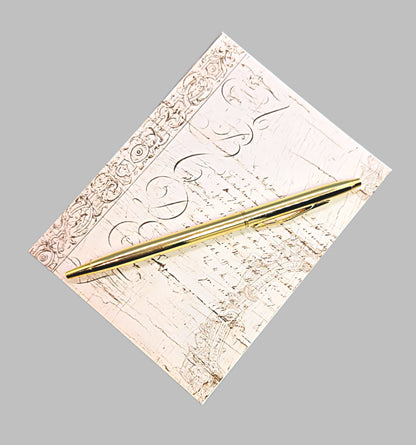 42-Pc Stationery Gift Box Set w/Reusable Desktop Organizer Box and Gold Pen - Vintage Letters & Ivory Lace) - Chic Brico