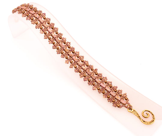 Vintage Pink Marble Half Tila Bracelet - Chic Brico